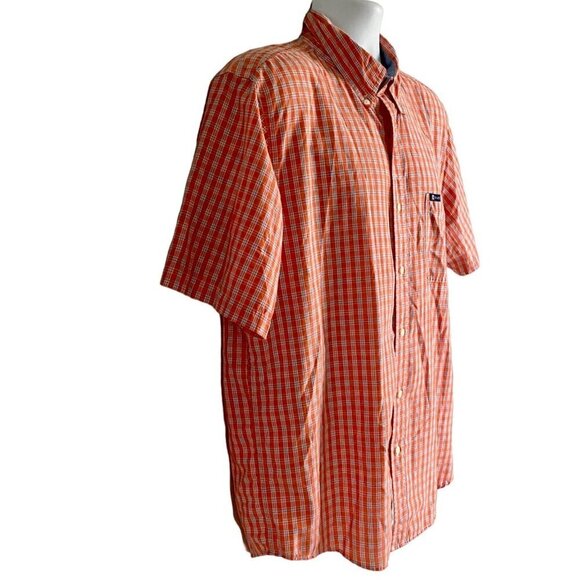 Chaps Easy Care Orange Button Down Short Sleeve Shirt Men's Large - Picture 4 of 7